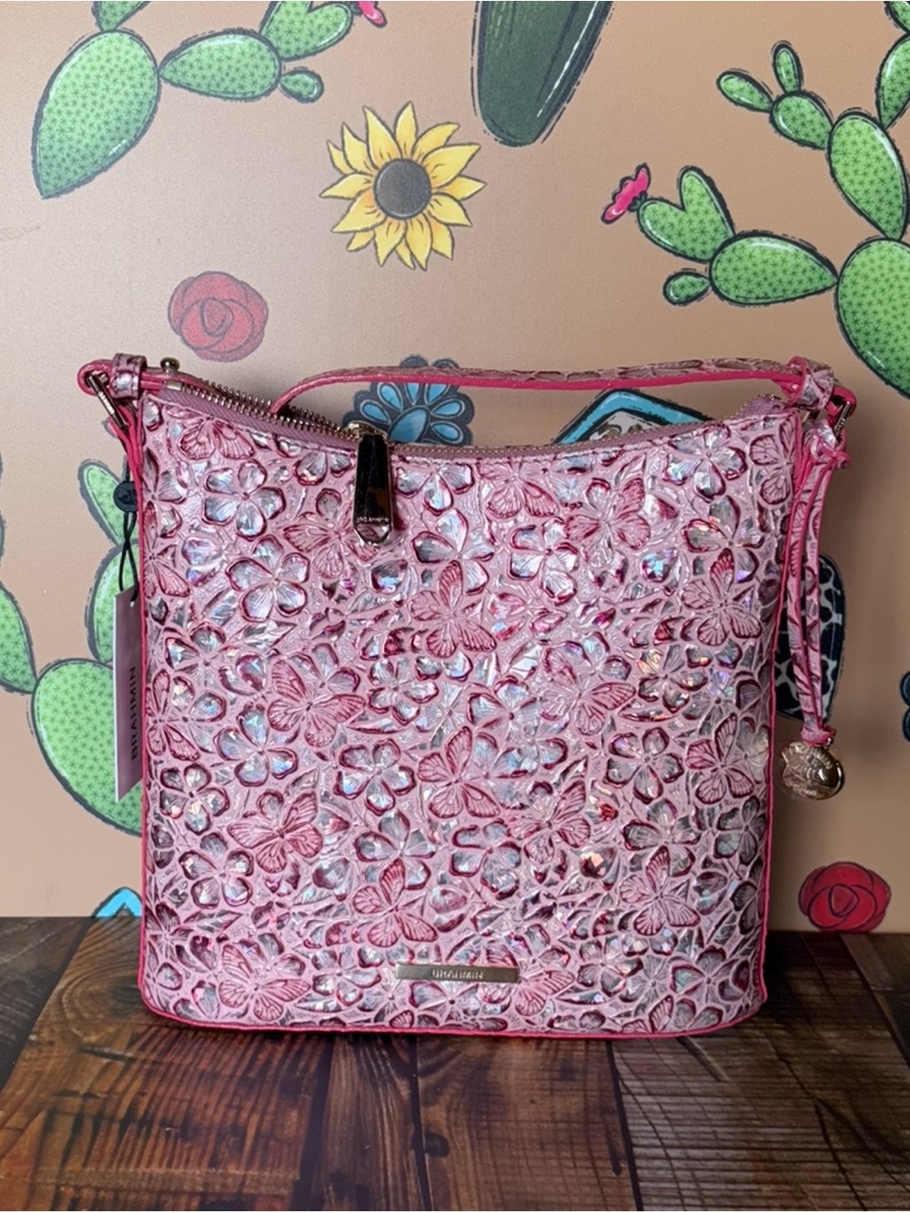 Brahmin Fearless Pink Ainsley Katie Iridescent Crossbody NWT BCA limited